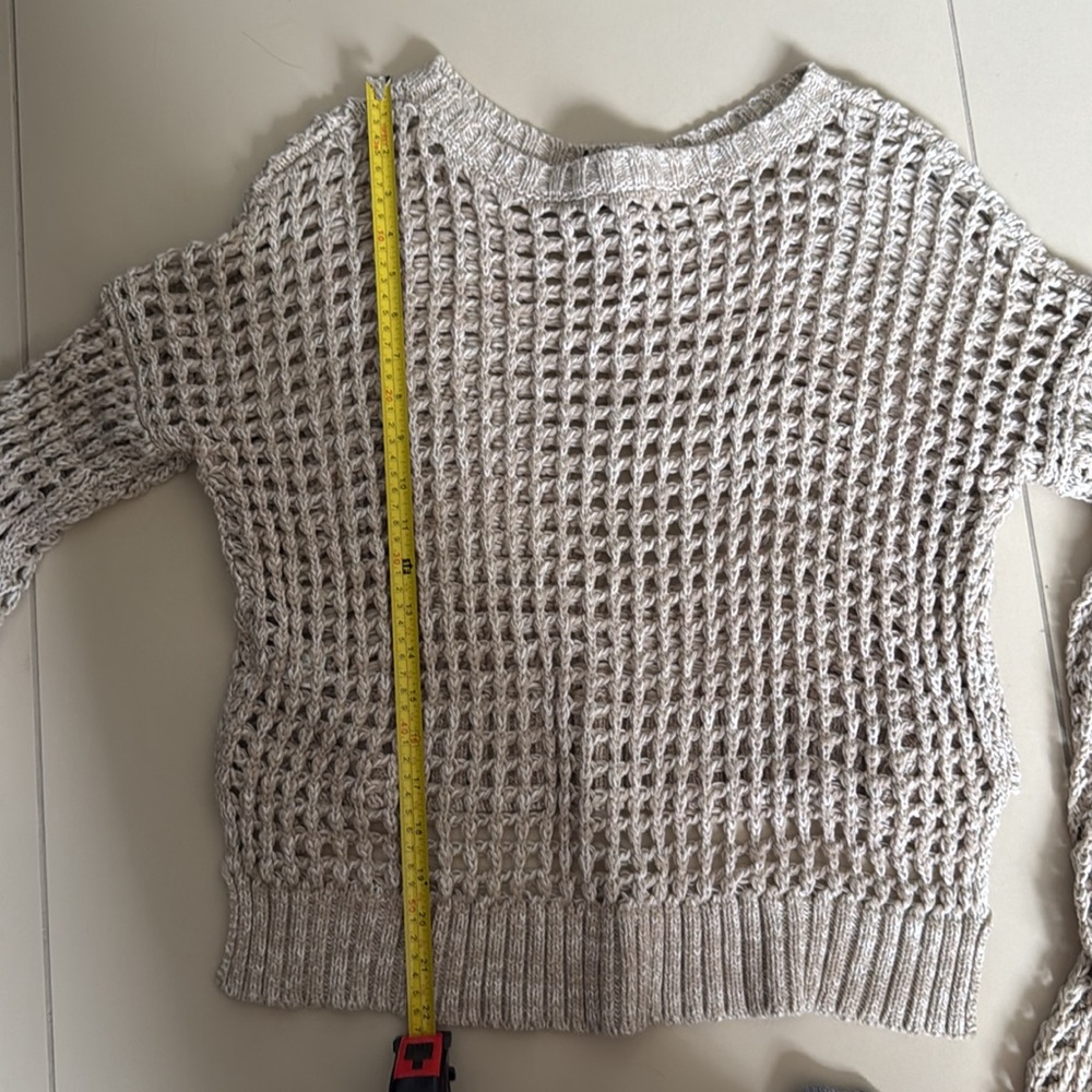 EXPRESS | Tan Open Knit Crochet Long Sleeve
Sweater - Picture 9 of 9